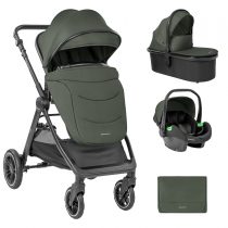 Комбинирана количка 3в1 с кош за новородено Ava Army Green