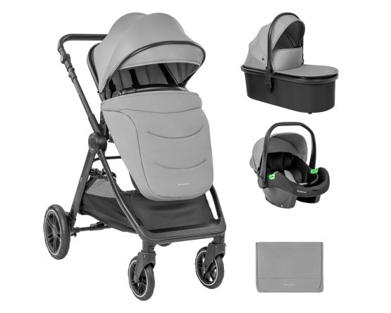 Комбинирана количка 3в1 с кош за новородено Ava Grey